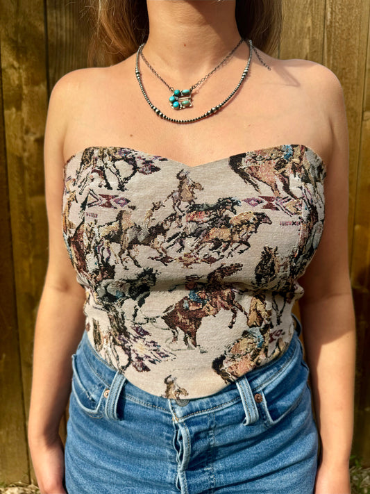 The Vintage Cowboy Tie Corset Top