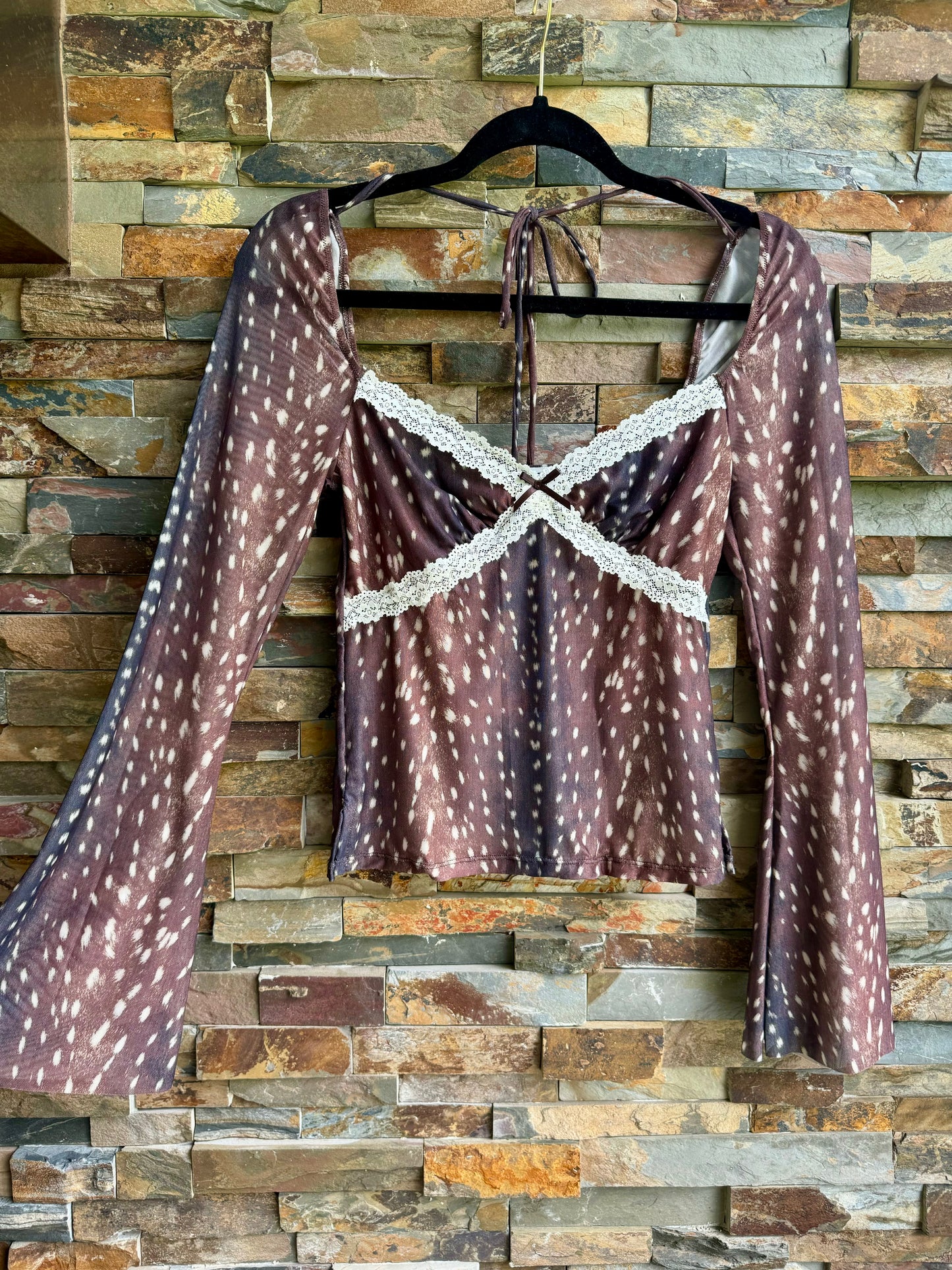 Deer Print Lace Top