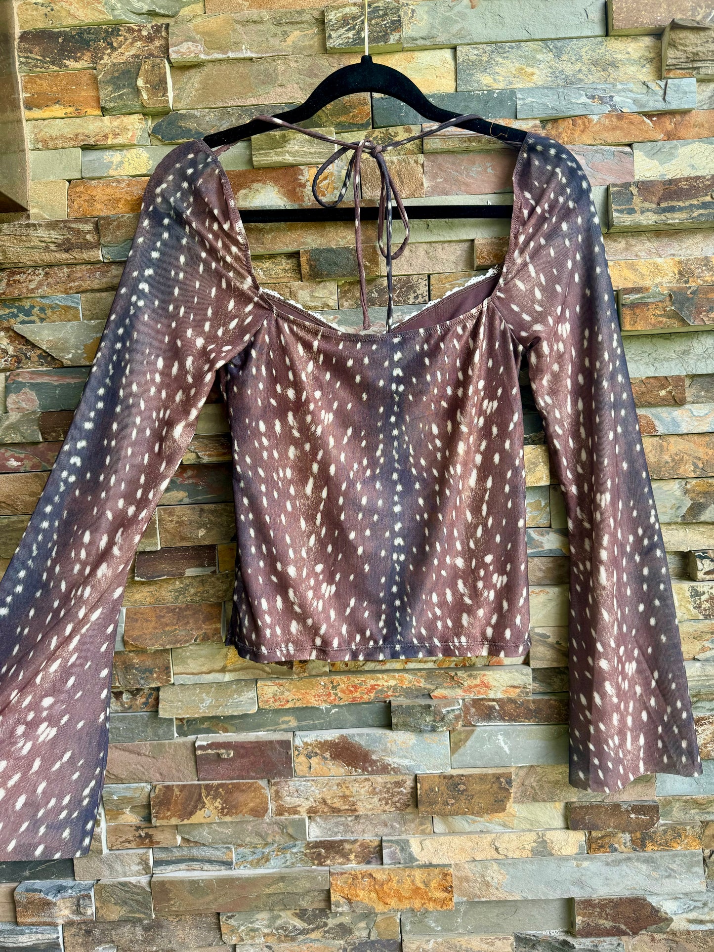 Deer Print Lace Top