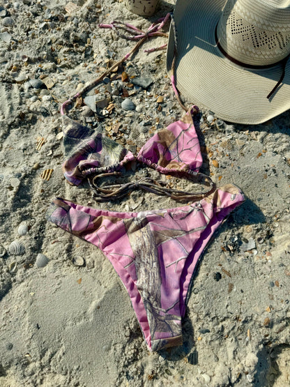 Tree Camo Triangle Bikini - Pink