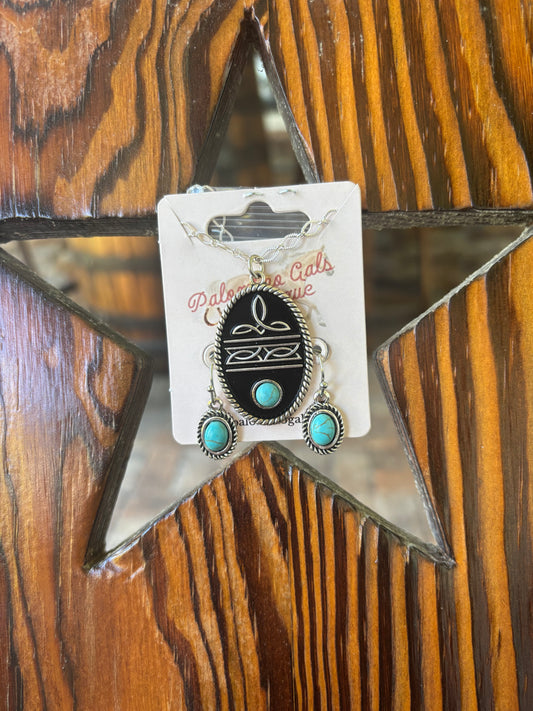 Boot Stitch Necklace & Earrings Set