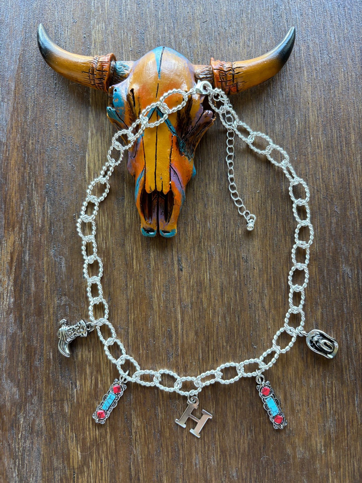Western Initial Charm Necklace