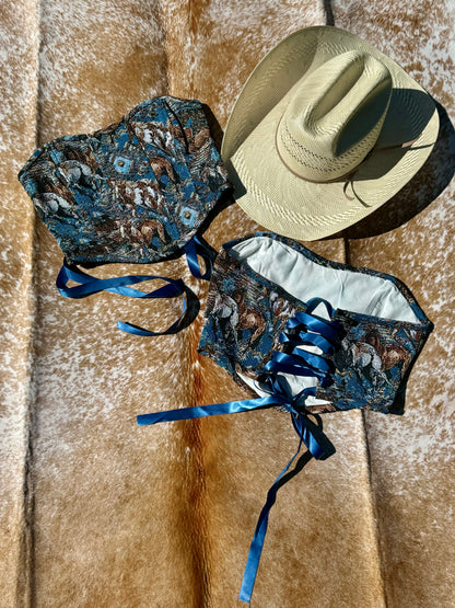 Horse Tapestry Strapless Top