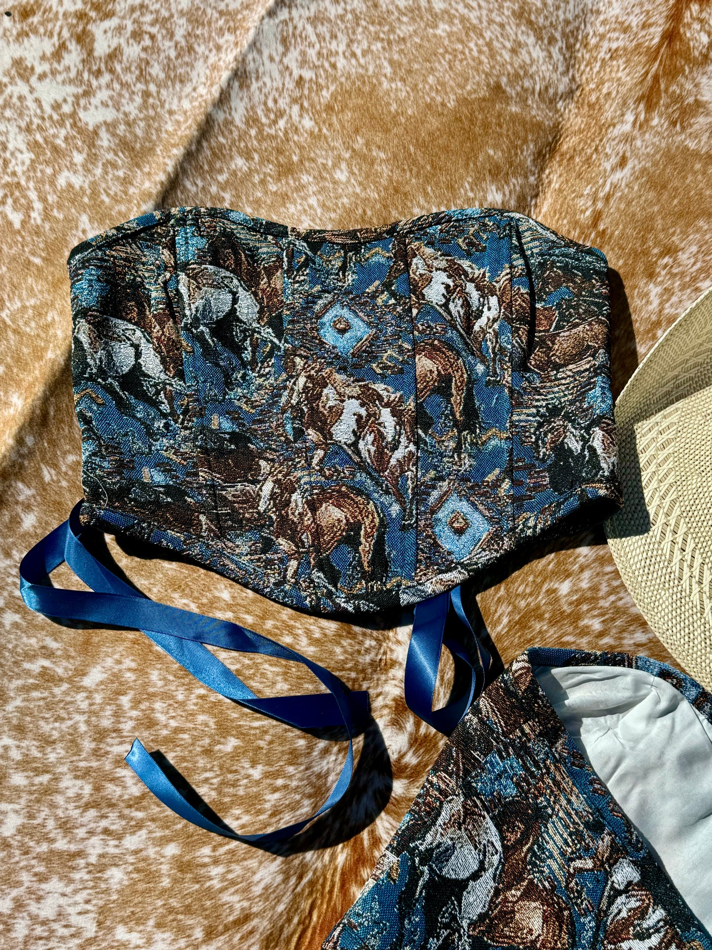 Horse Tapestry Strapless Top