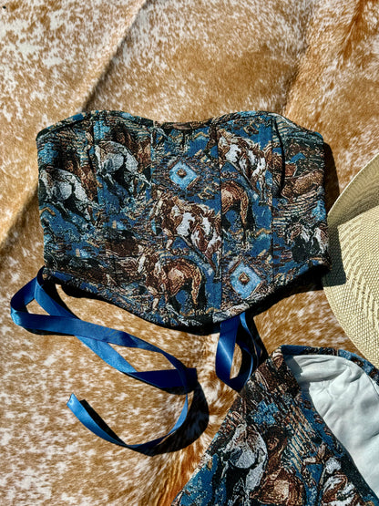 Horse Tapestry Strapless Top