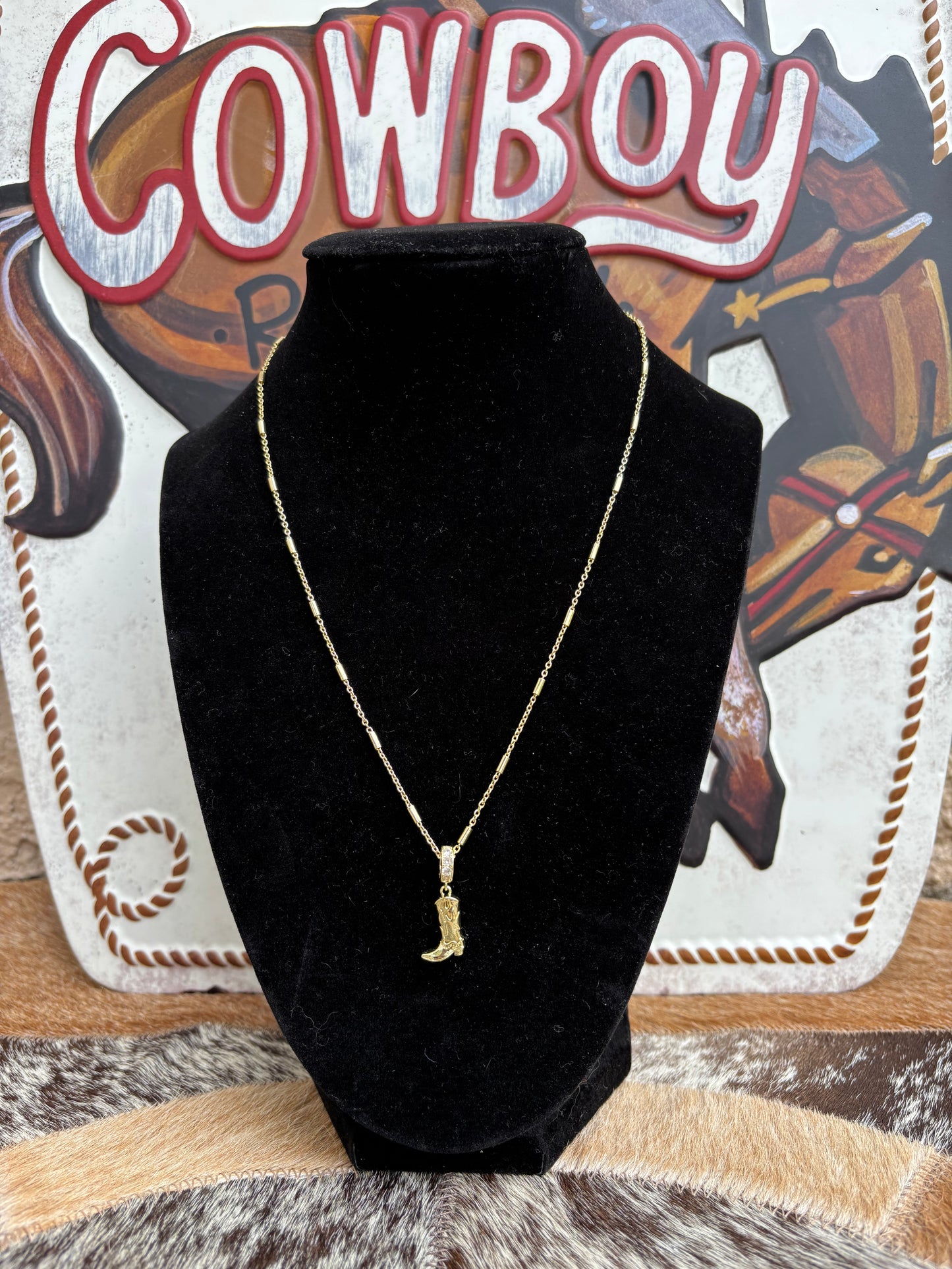 Rhinestone Cowgirl Boot Necklace